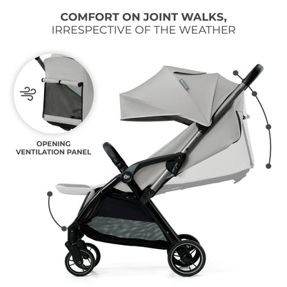 Kinderkraft APINO kerge jalutuskäru kuni 24 kg, auto-fold süsteemiga, hall