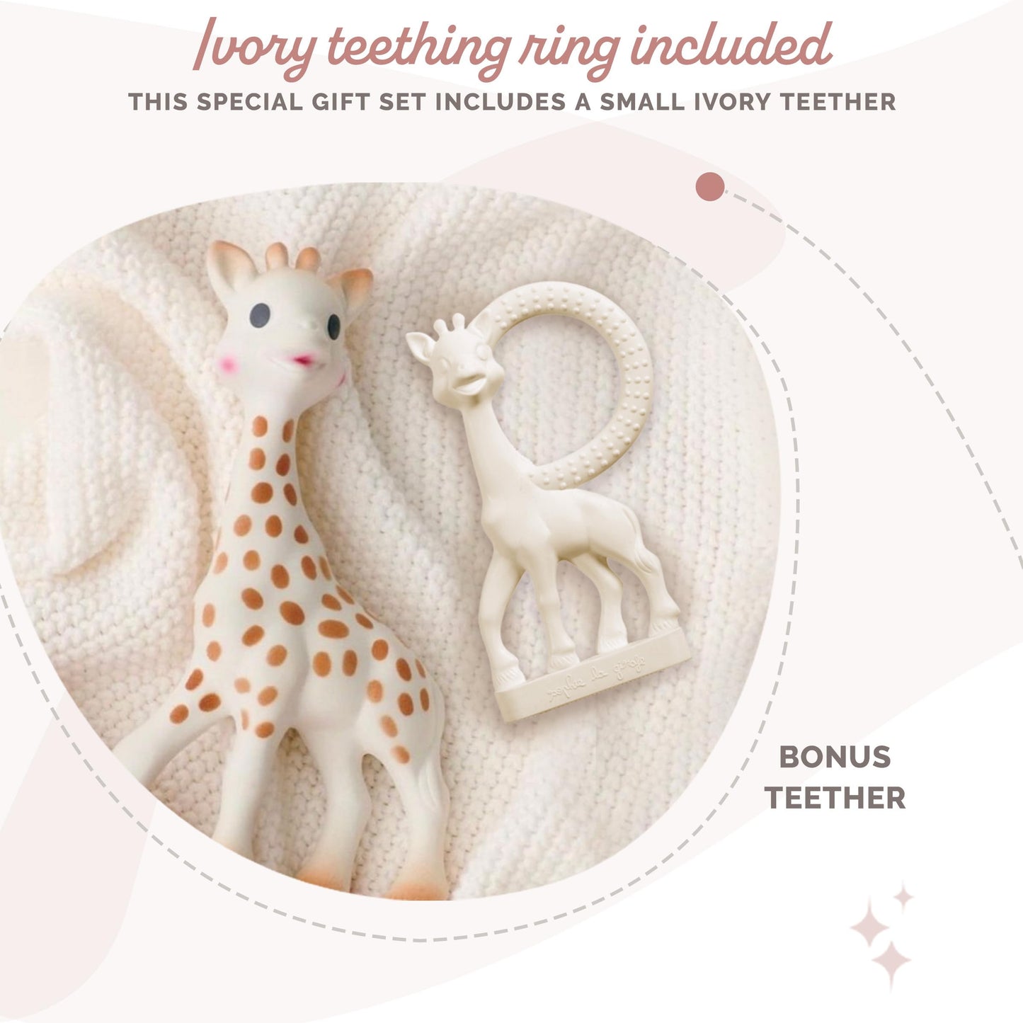 Sophie la girafe kinkekomplekt (Award Set) – looduslikust kummist närimislelud