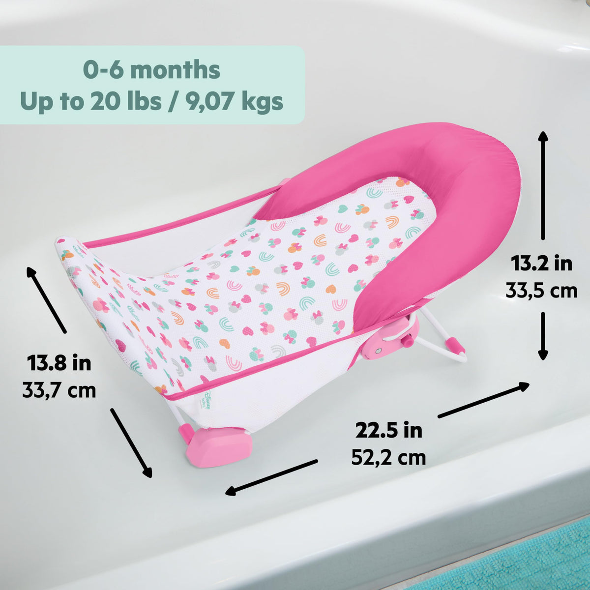 Bright Starts Disney Baby Minnie Mouse FoldAway vauvan kylpyistuin, 0–6 kuukautta, enintään 9 kg