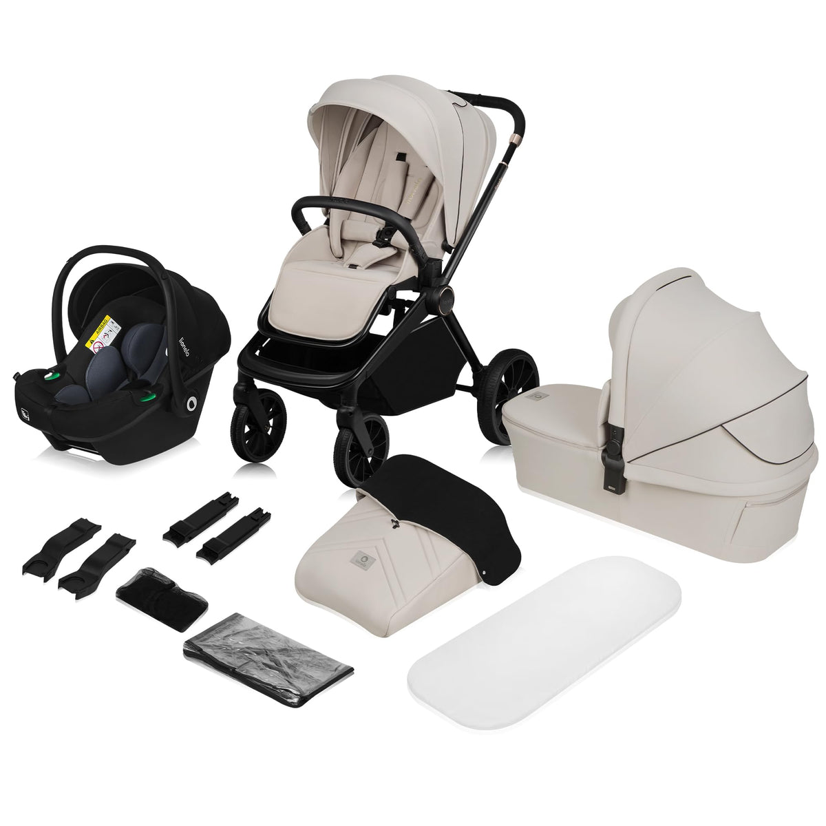 Lionelo Mika Plus 3-ühes vankrikomplekt, Beige Sand