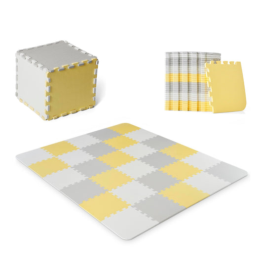 Kinderkraft LUNO puslematt, 30 osa, 150 x 180 cm, kollane