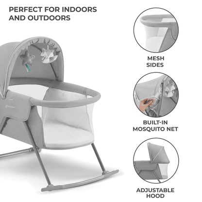 Kinderkraft LOVI 3-ühes beebihäll ja reisivoodi, hall (0–9 kg)