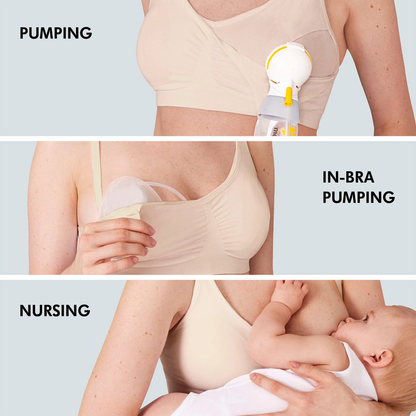 Medela 3-in-1 hands-free rasedus- ja imetamisrinnahoidja, Chai, XXL