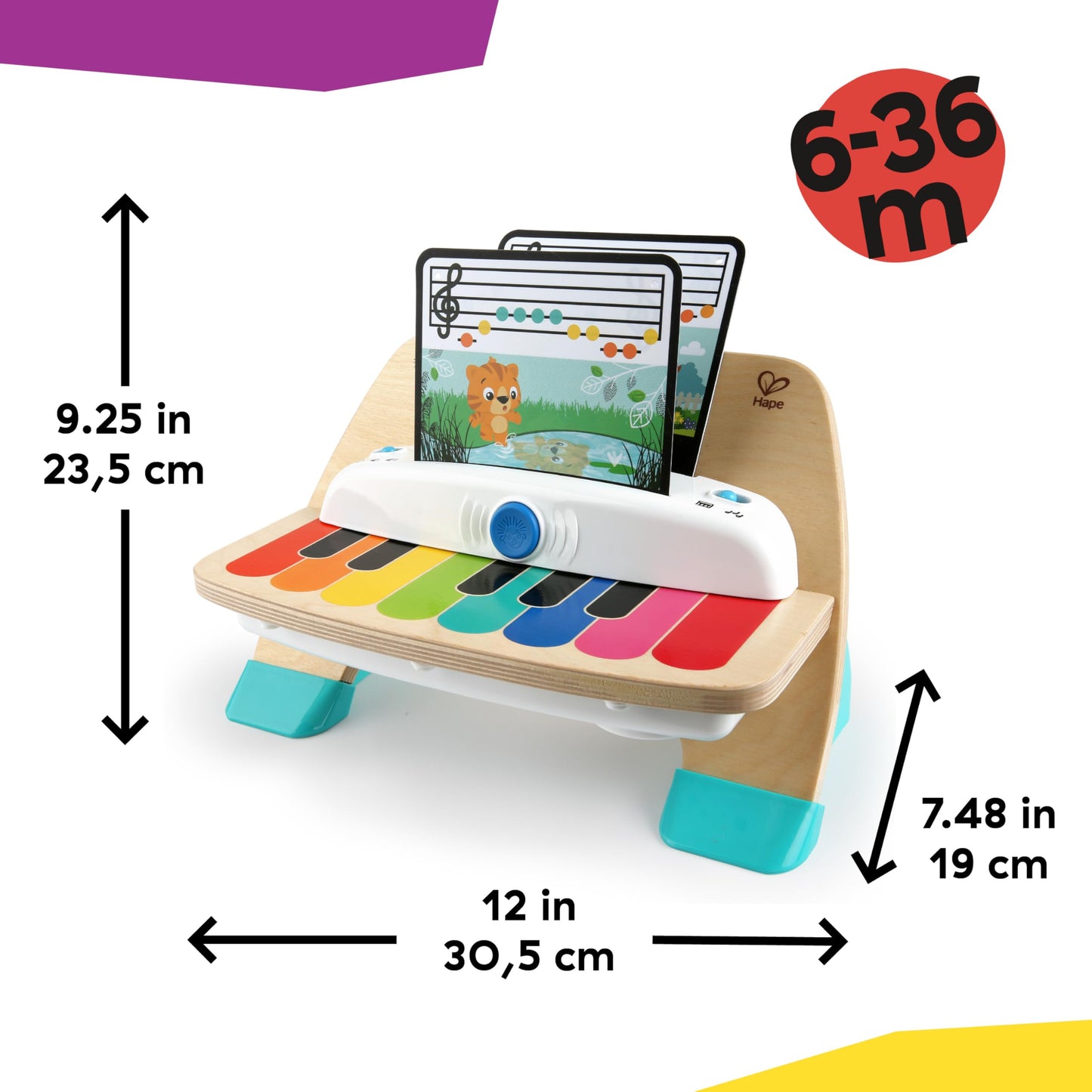 HAPE Baby Einstein Magic Touch puidust klaver, Montessori muusikamänguasi (6–36 kuud)