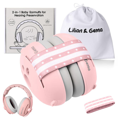 Lilian&Gema 2-in-1 mürasummutavad kõrvaklapid beebile, roosad