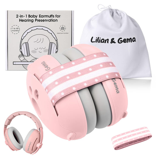 Lilian&Gema 2-in-1 mürasummutavad kõrvaklapid beebile, roosad
