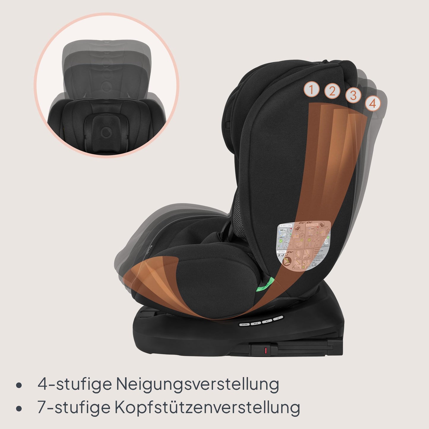 Lionelo Bastiaan i-Size 360° turvatool, 0-36 kg, 40-150 cm, Black Carbon