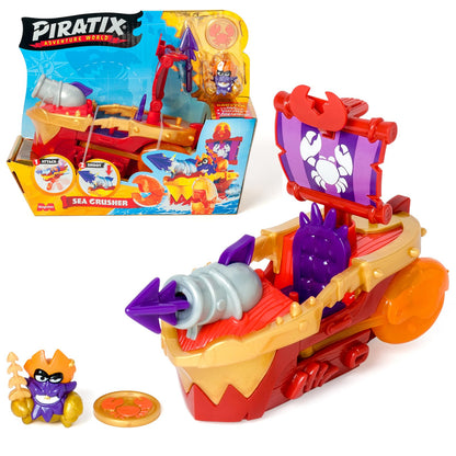 Piratix Adventure World „Sea Crusher“ krabi-kujuline piraadilaev, kapten Lobster ja aardejõuga (PPXSP114IN20)