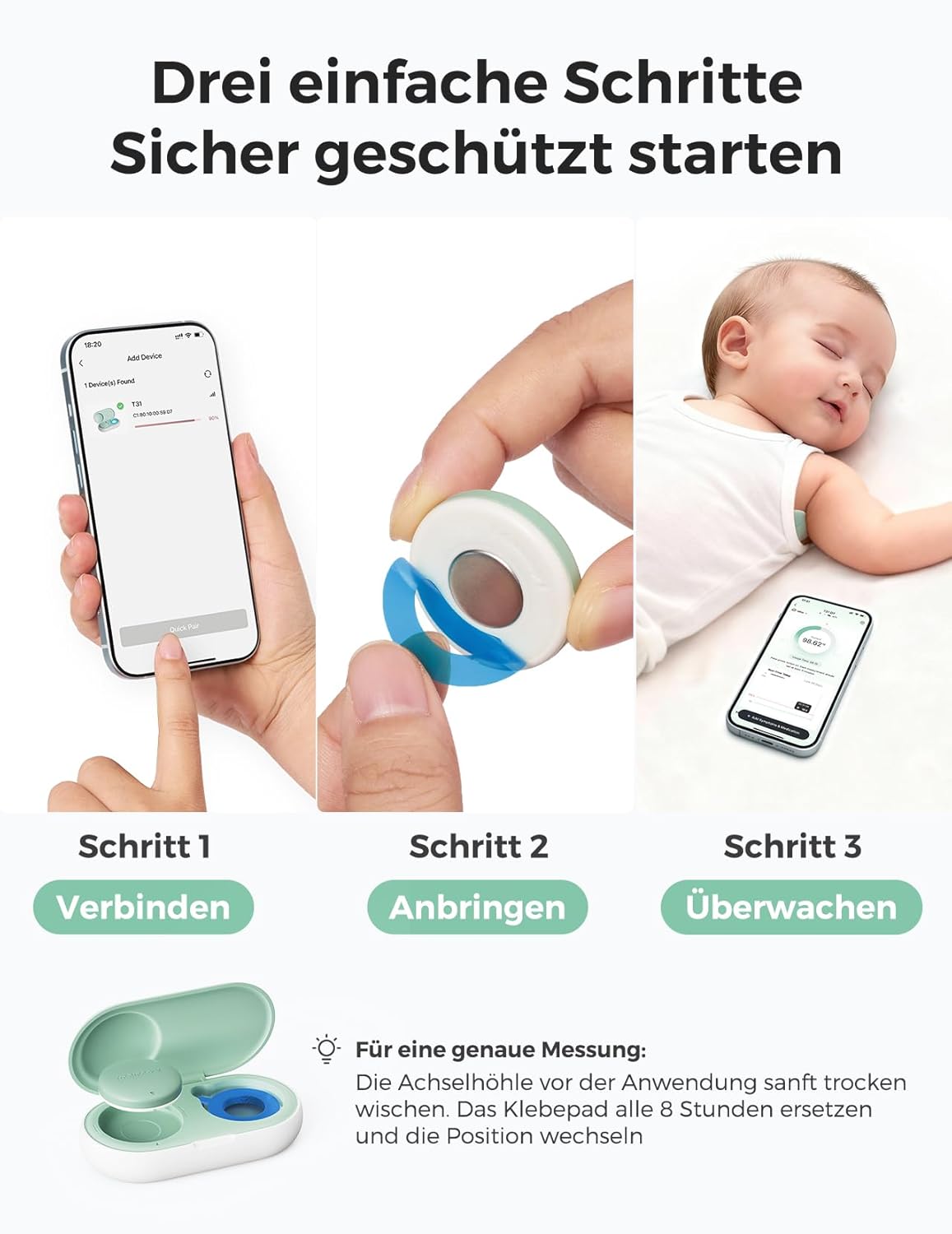 Momcozy beebitermomeeter, digitaalne nutirakendusest jälgitav, 180h aku