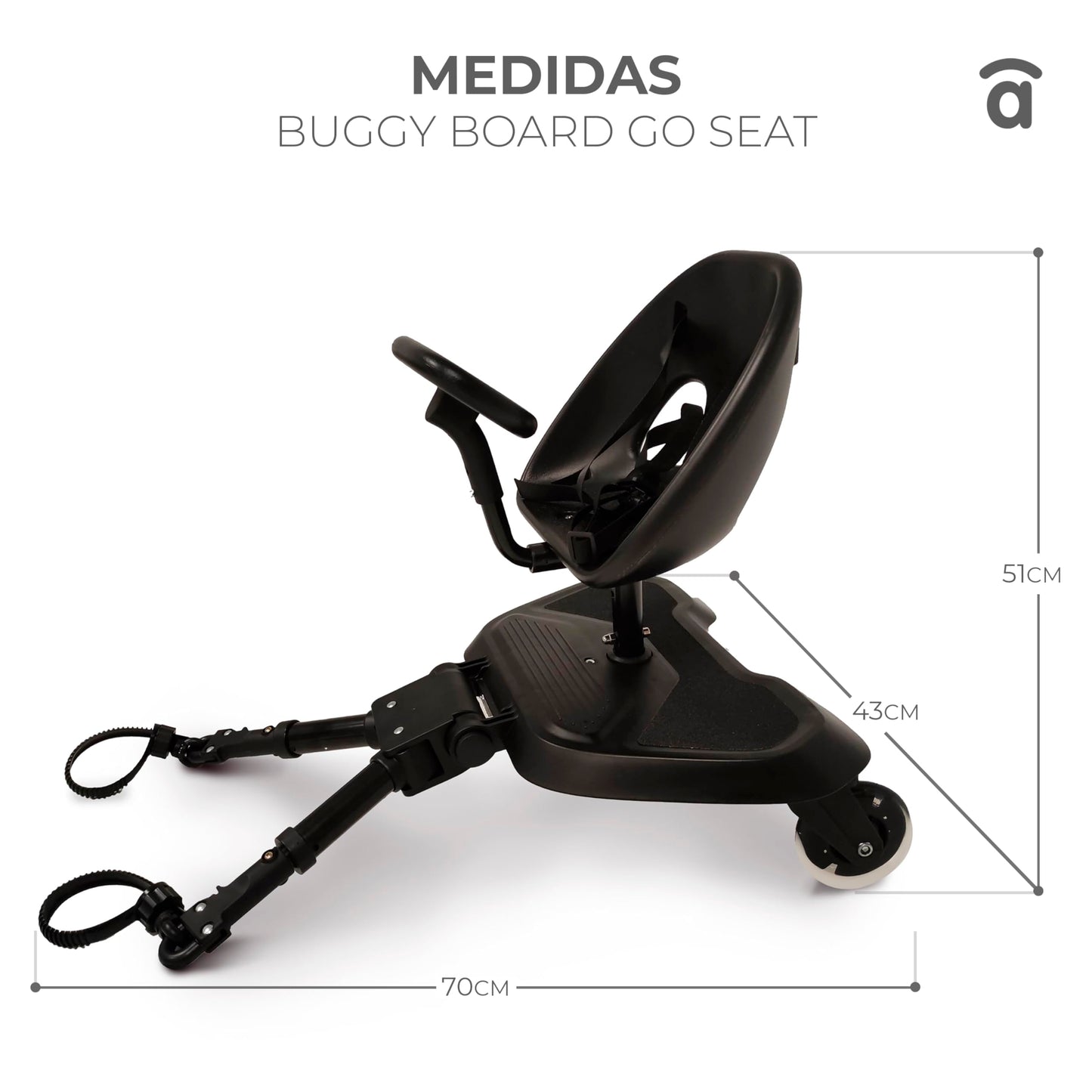 Asalvo Go Seat 2-in-1 universaalne jalutuskäru lisaiste, must, 2-5 a, kuni 20 kg