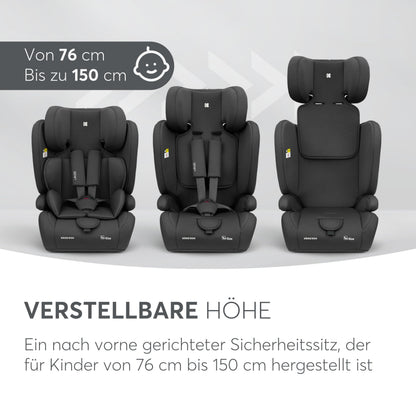 KikkaBoo i-PASS i-Size turvatool 9–36 kg (76–150 cm), must