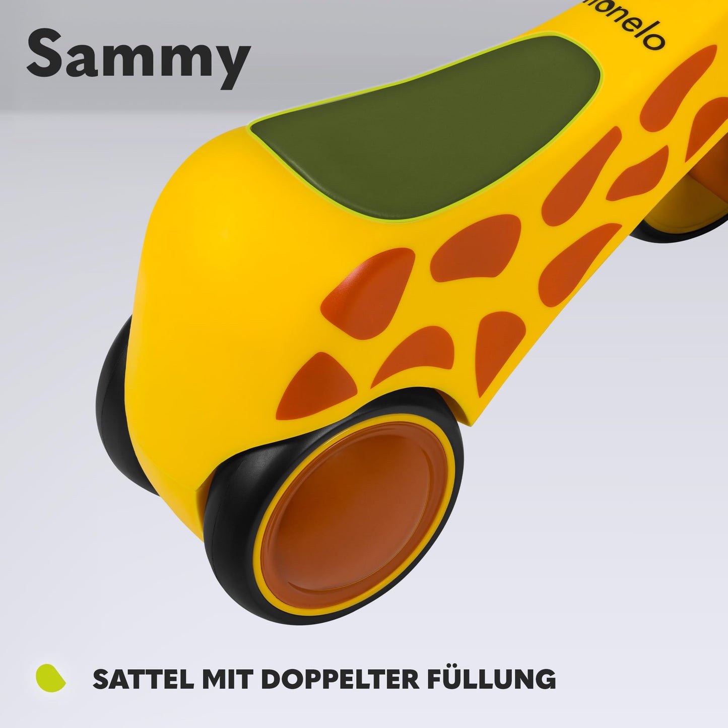 Lionelo Sammy jooksuratas 1–3 a, 4 rattaga, kollane Honey