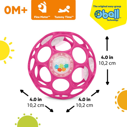 Bright Starts Oball Easy-Grasp kõristipall beebile, roosa