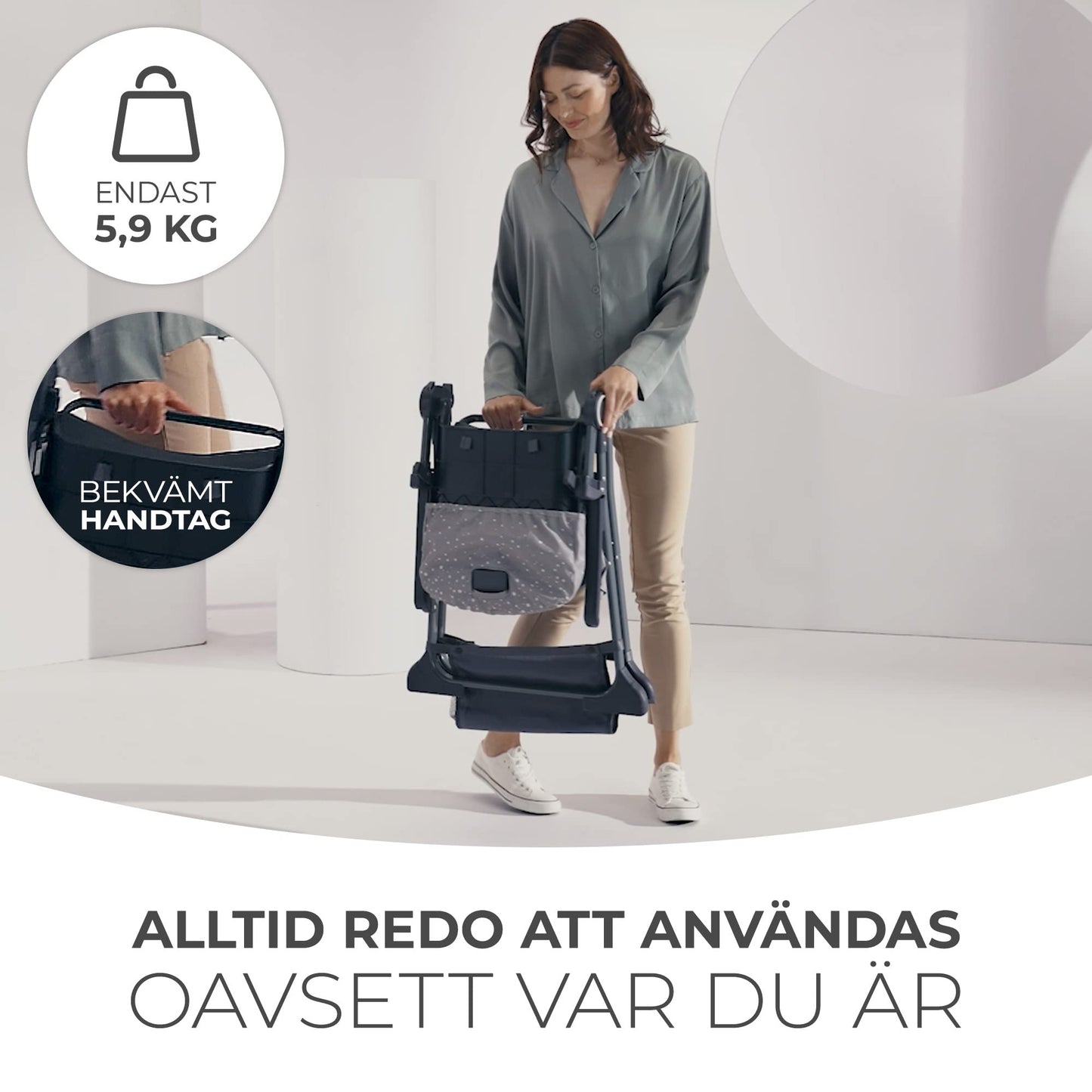 Kinderkraft FOLDEE kokkupandav söögitool beebile, virsikutoon (6–36 kuud)