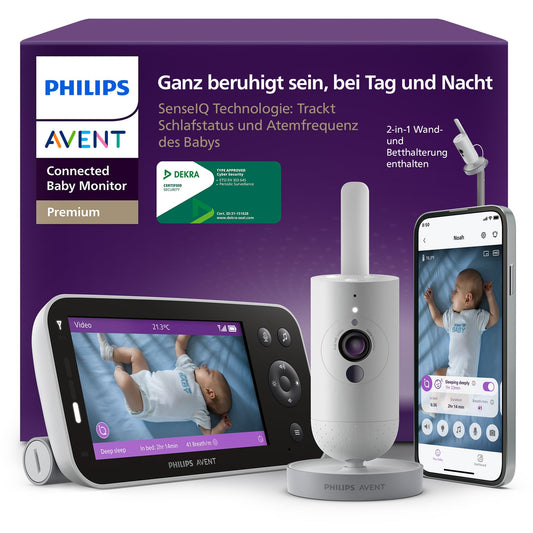 AVENT Premium Connected -itkuhälytin kameralla SCD973/26, valkoinen