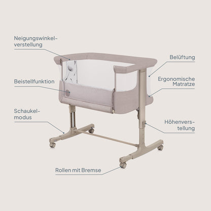 Lionelo Aurora 3-in-1 vooditasku, häll ja beebivoodi kuni 9 kg, Beige Cappuccino