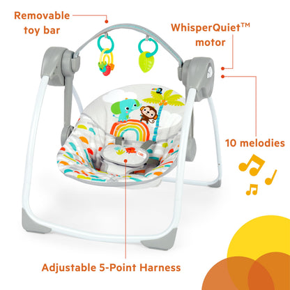 Bright Starts Playful Paradise kaasaskantav beebikiik muusika ja 6 kiirusega
