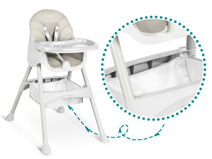 Ricokids syöttötuoli 3in1 6+ kk, kokoontaitettava, korkeussäädettävä, harmaa