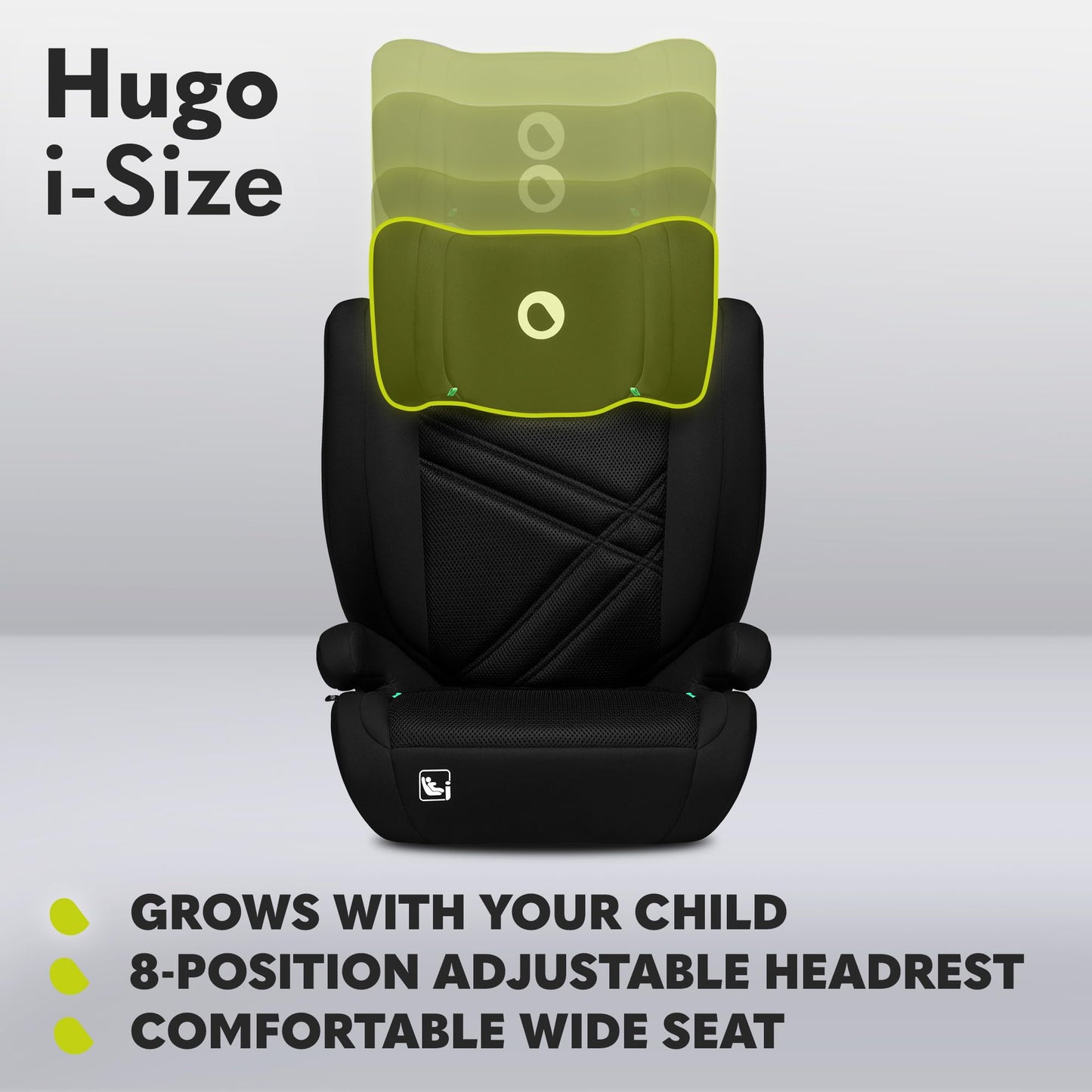 Lionelo Hugo i-Size turvatool 100–150 cm, ISOFIX või turvavööga, Black Carbon