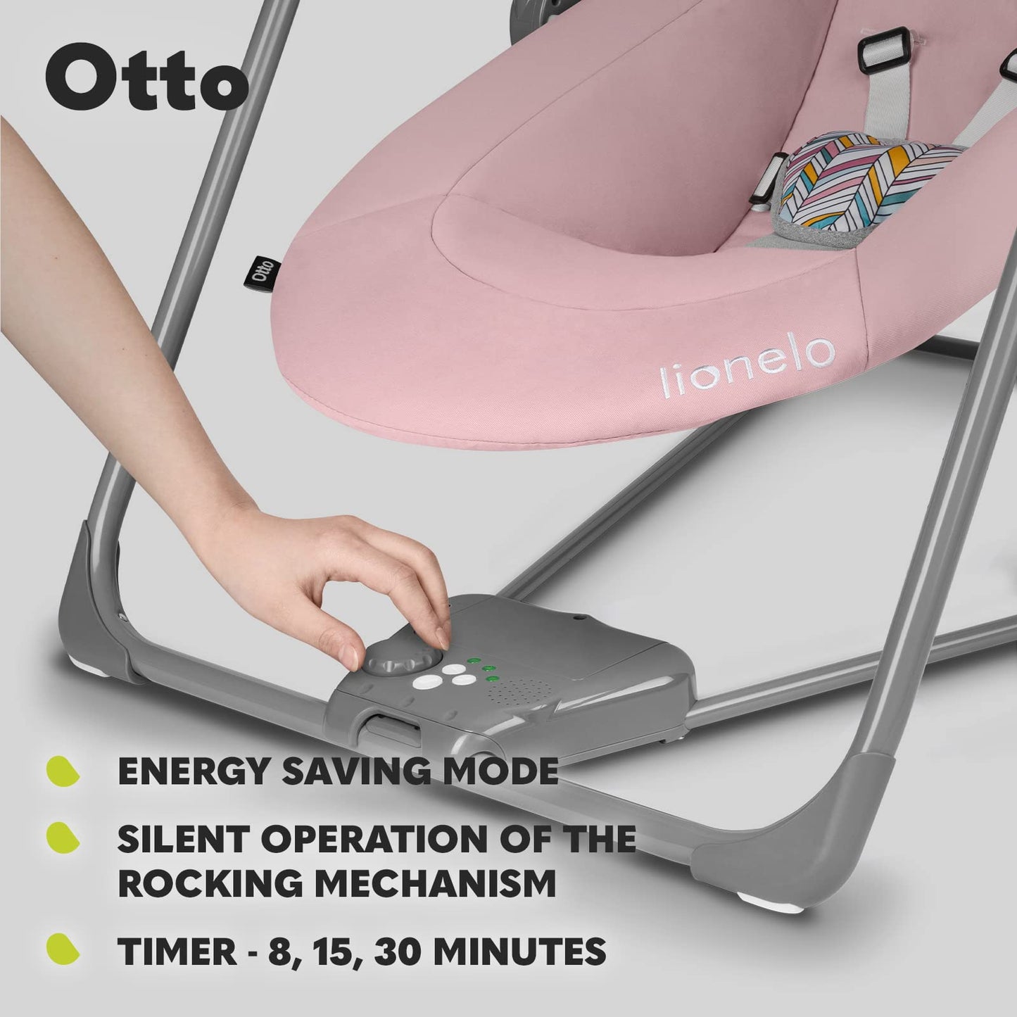 Lionelo OTTO beebikiik vastsündinule, 5 kiirust, loodushelid, kompaktne ja kaasaskantav, Grey Stone