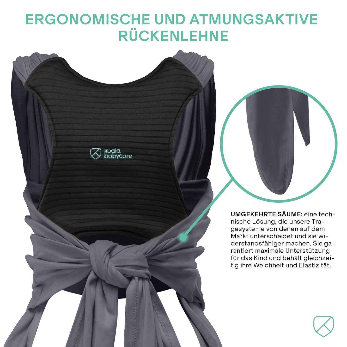 KOALA BABYCARE beebikandelina Cuddle Band 2.0, elastiline, kuni 15 kg, anthracite