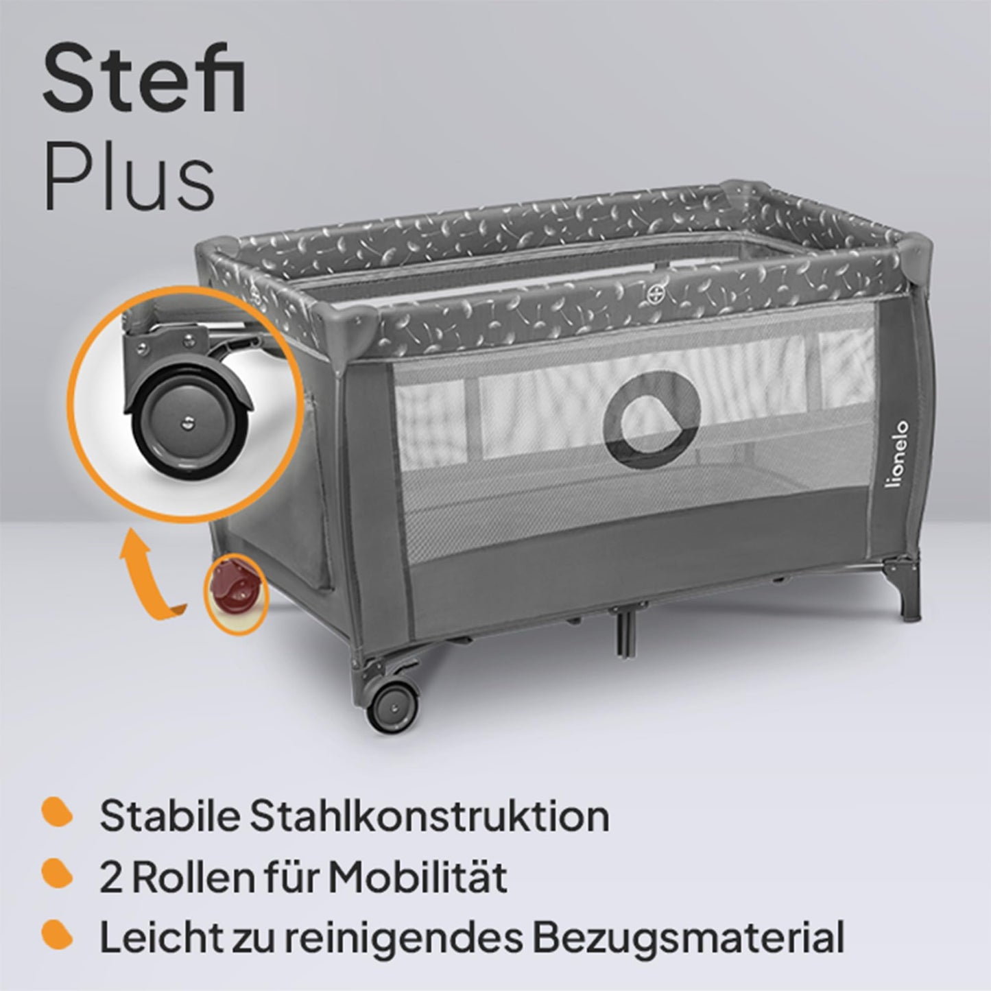 Lionelo Stefi Plus reisivoodi kuni 15 kg (2-tasandiline), hall-valge