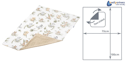 Medi Partners beebitekk 75 × 100 cm, puuvill ja pehme plüüs – Safari/beez