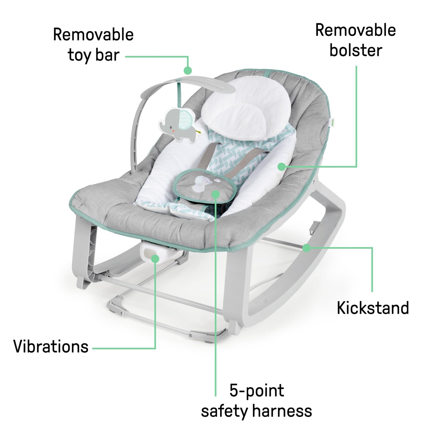 Ingenuity Keep Cozy 3-in-1 beebikiik ja lamamistool Weaver