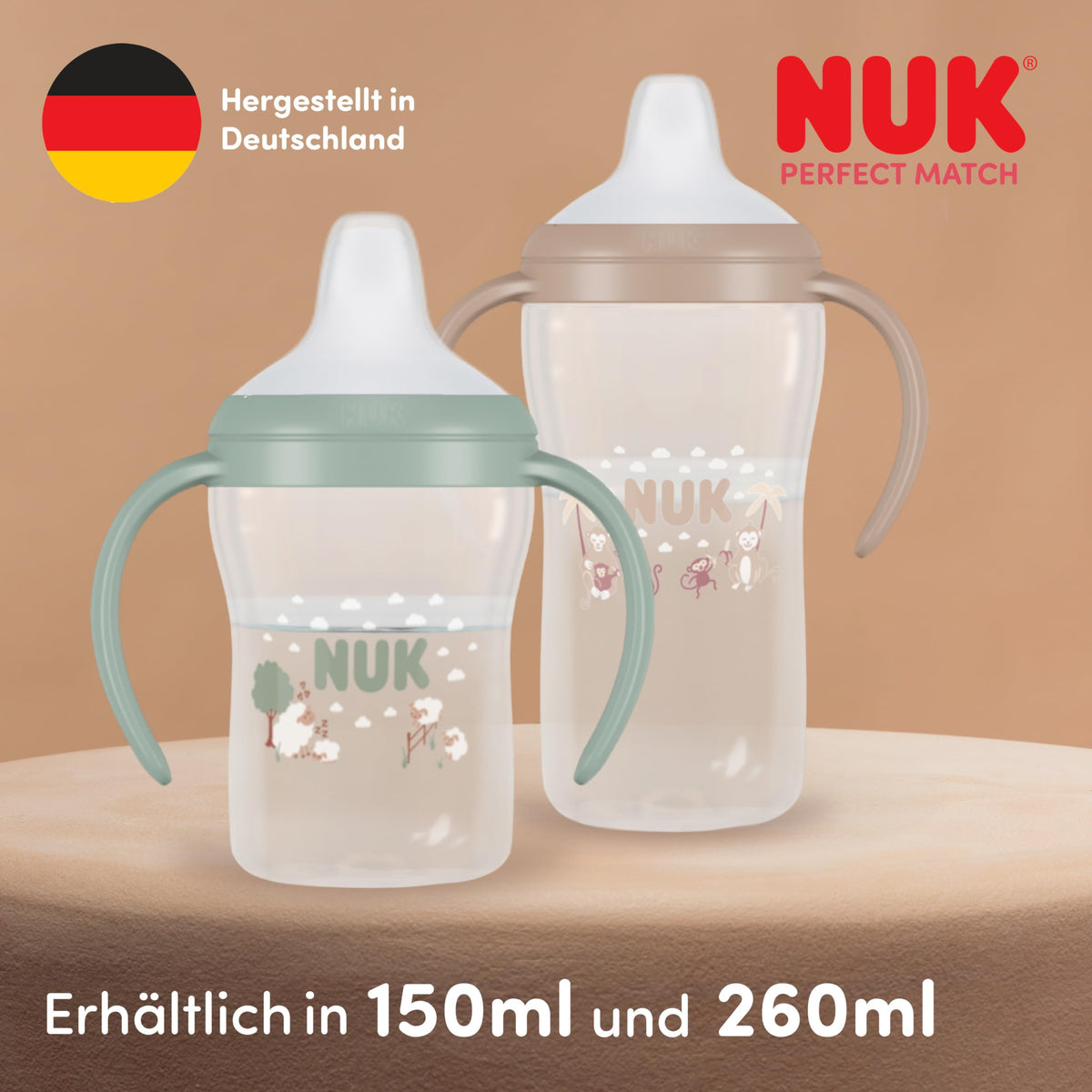 NUK Perfect Match harjoittelumuki Mikki Hiiri, 6+ kk, 150 ml, beige (Greige)
