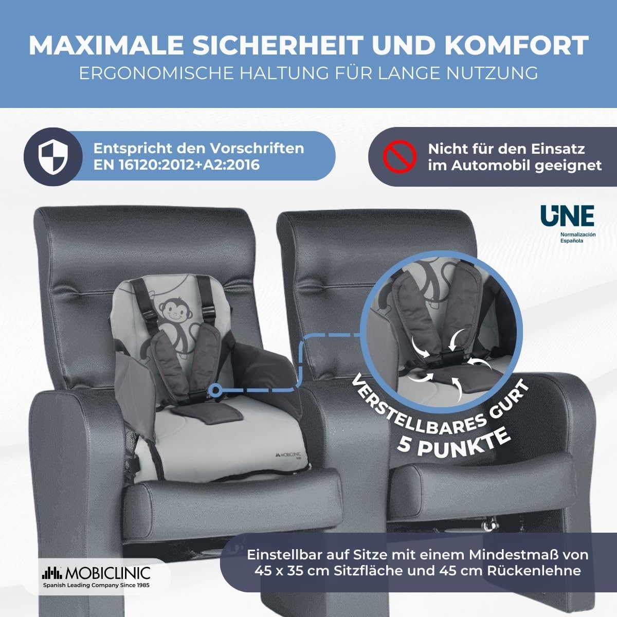 Mobiclinic Monkey kaasaskantav söögitool, hall (6–36 kuud)