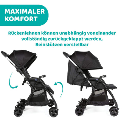 Chicco OHlalà Twin kahelapse jalutuskäru, must