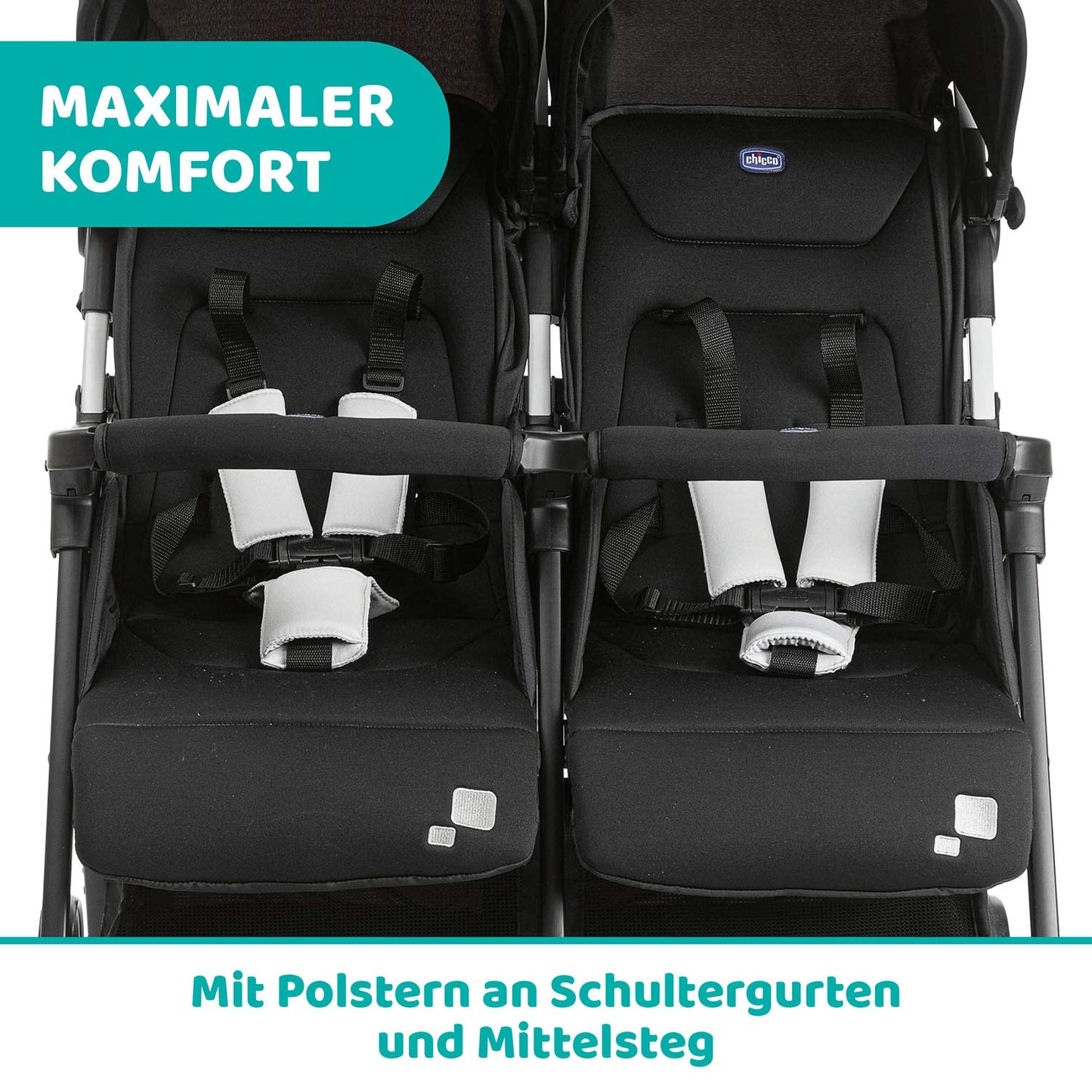 Chicco OHlalà Twin kahelapse jalutuskäru, must