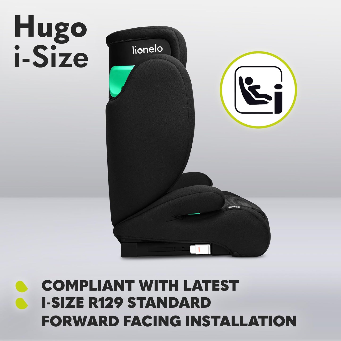 Lionelo Hugo i-Size turvatool 100–150 cm, ISOFIX või turvavööga, Black Carbon