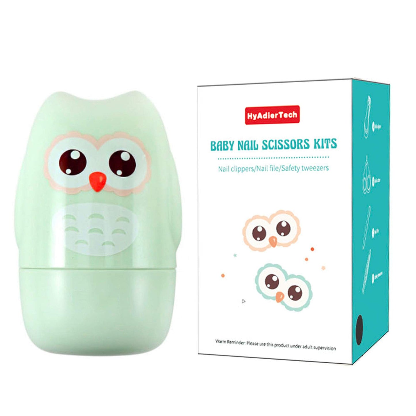 Beebi küünehoolduskomplekt 4-ühes, roheline (öökulli karp)