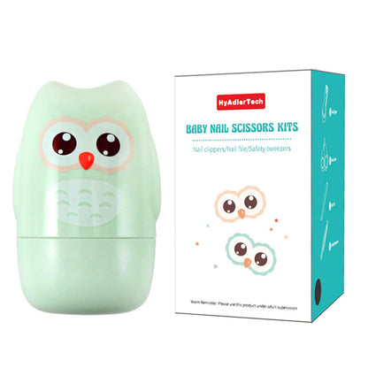 Beebi küünehoolduskomplekt 4-ühes, roheline (öökulli karp)