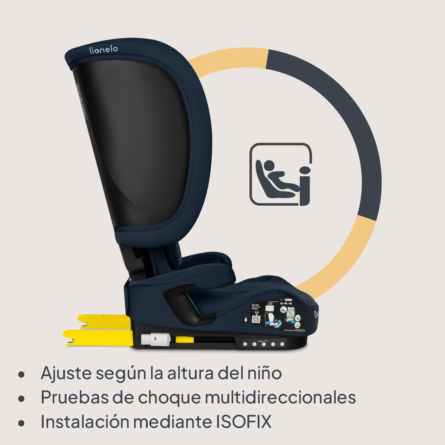 Lionelo Orin i-Size turvatool 100–150 cm ISOFIX, kokkuvolditav, (tumesinine)