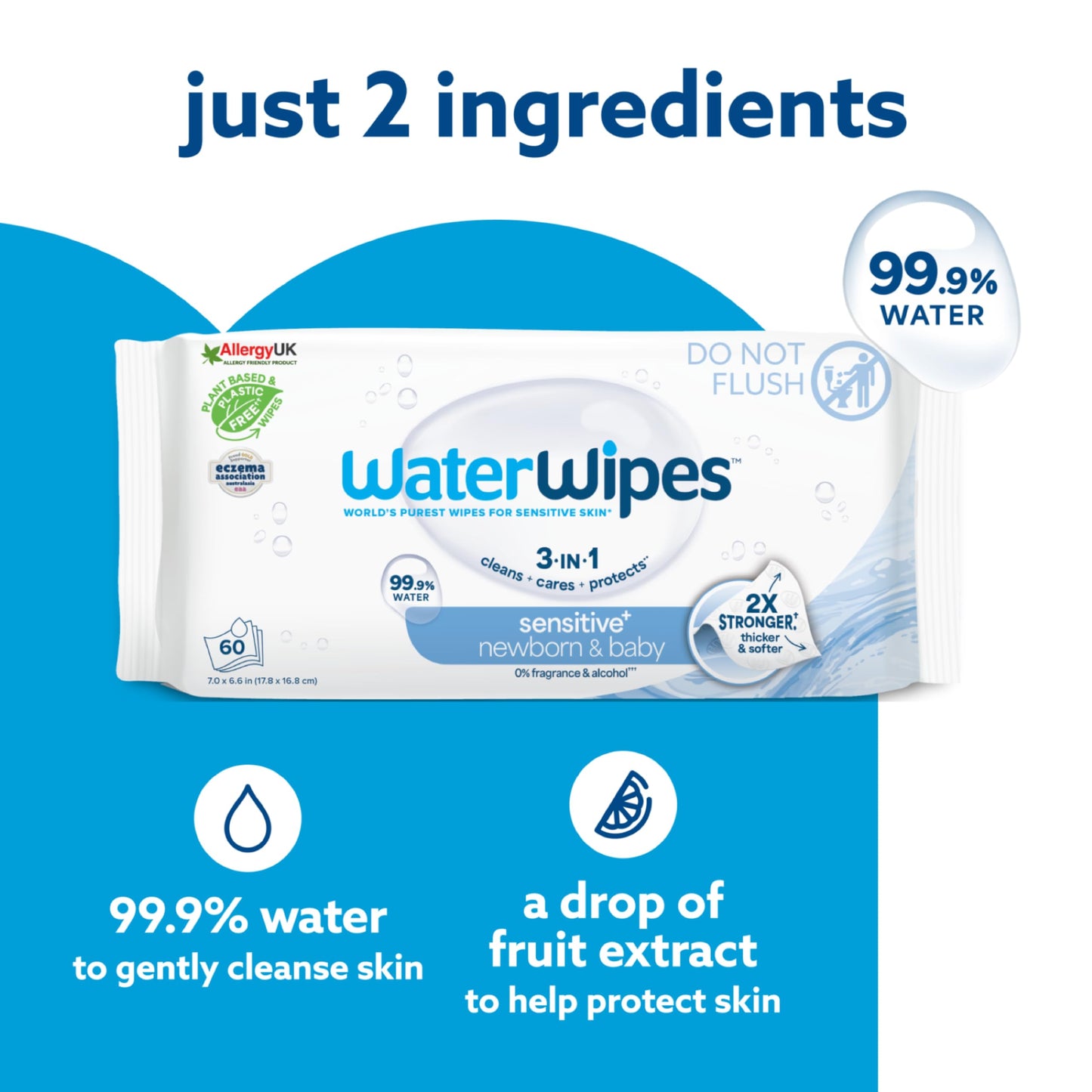 WaterWipes Sensitive+ niisked salvrätikud beebidele, 60 tk
