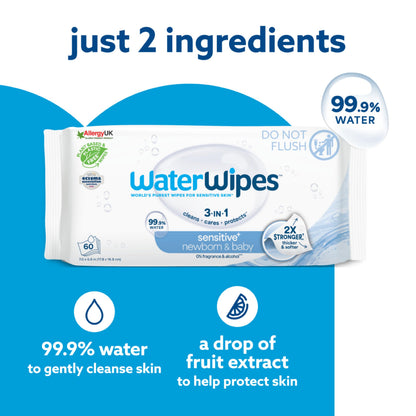 WaterWipes Sensitive+ niisked salvrätikud beebidele, 60 tk
