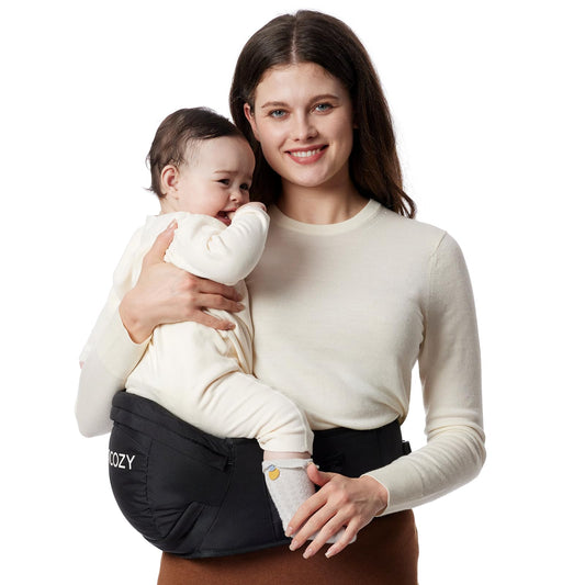 Momcozy ergonoomiline puusavöö beebi ja väikelapse kandmiseks, kuni 20 kg, must (L)