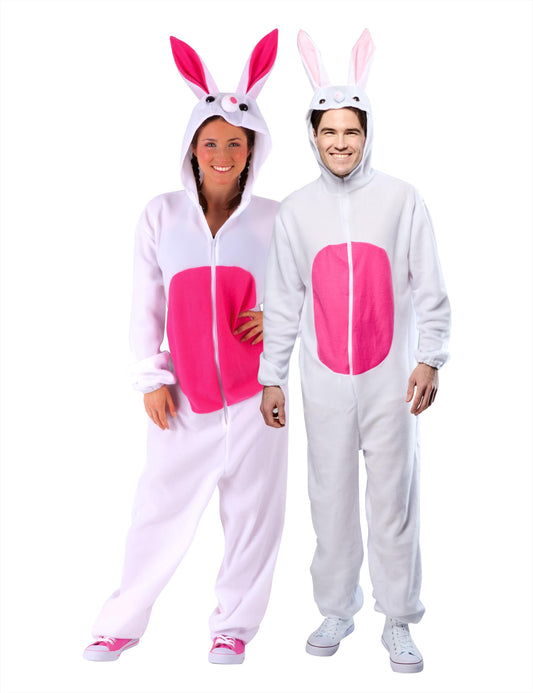 Rubie’s täiskasvanute jänese kostüüm, unisex, valge roosade detailidega