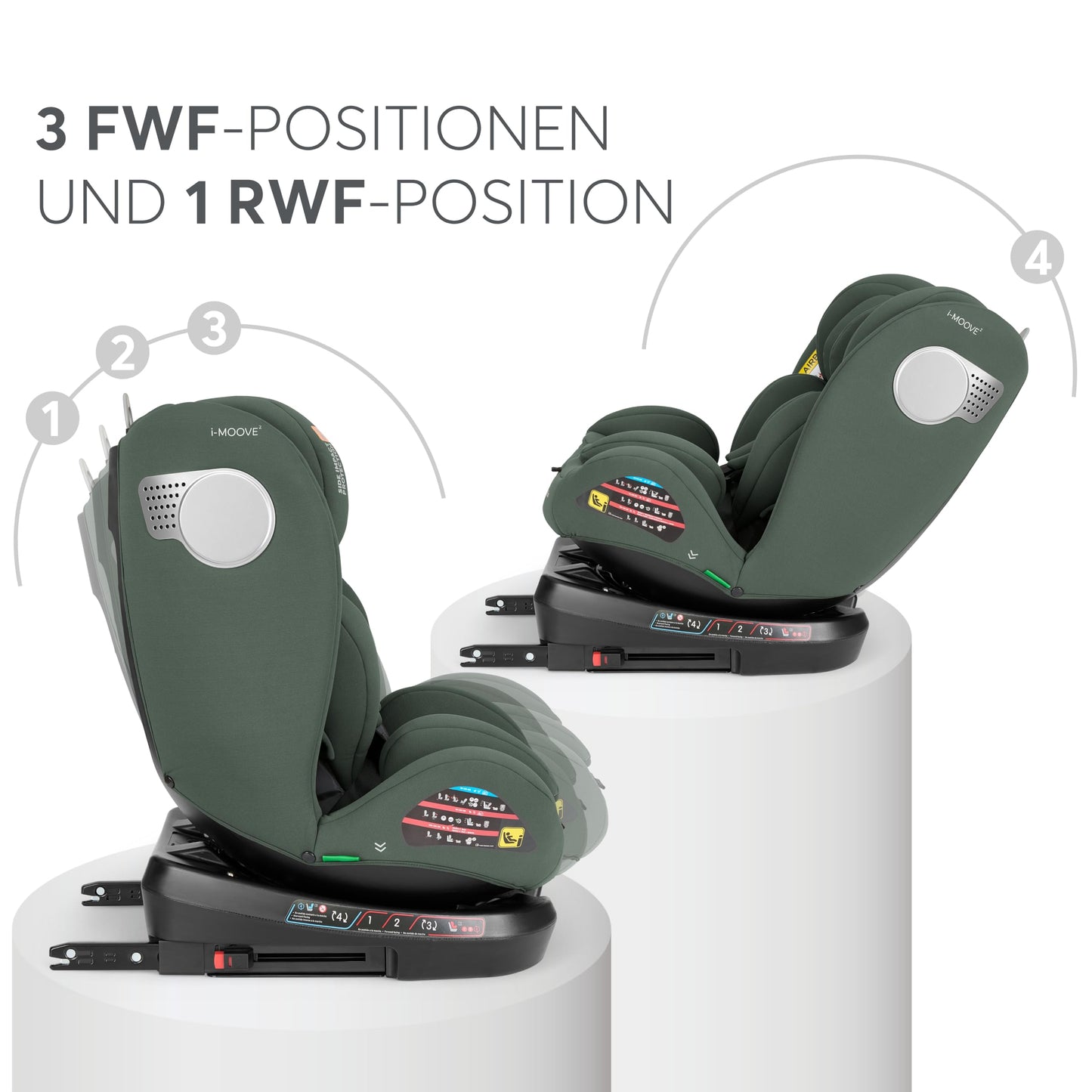 KikkaBoo i-MOOVE 2 i-Size turvatool 40–150 cm ISOFIX ja 360° pööratav – armee roheline