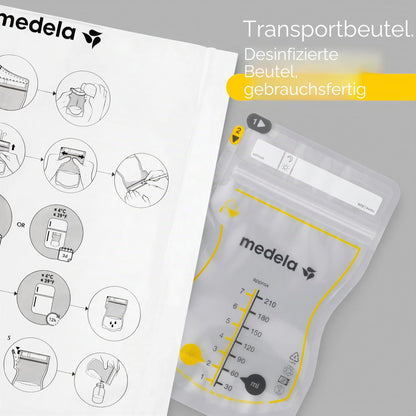 Medela Easy Pour rintamaidon säilytyspussit 210 ml, 50 kpl, valkoinen