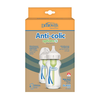 Dr. Brown’s Options+ koolikutevastased lutipudelid, 2 tk, 270 ml, klaas