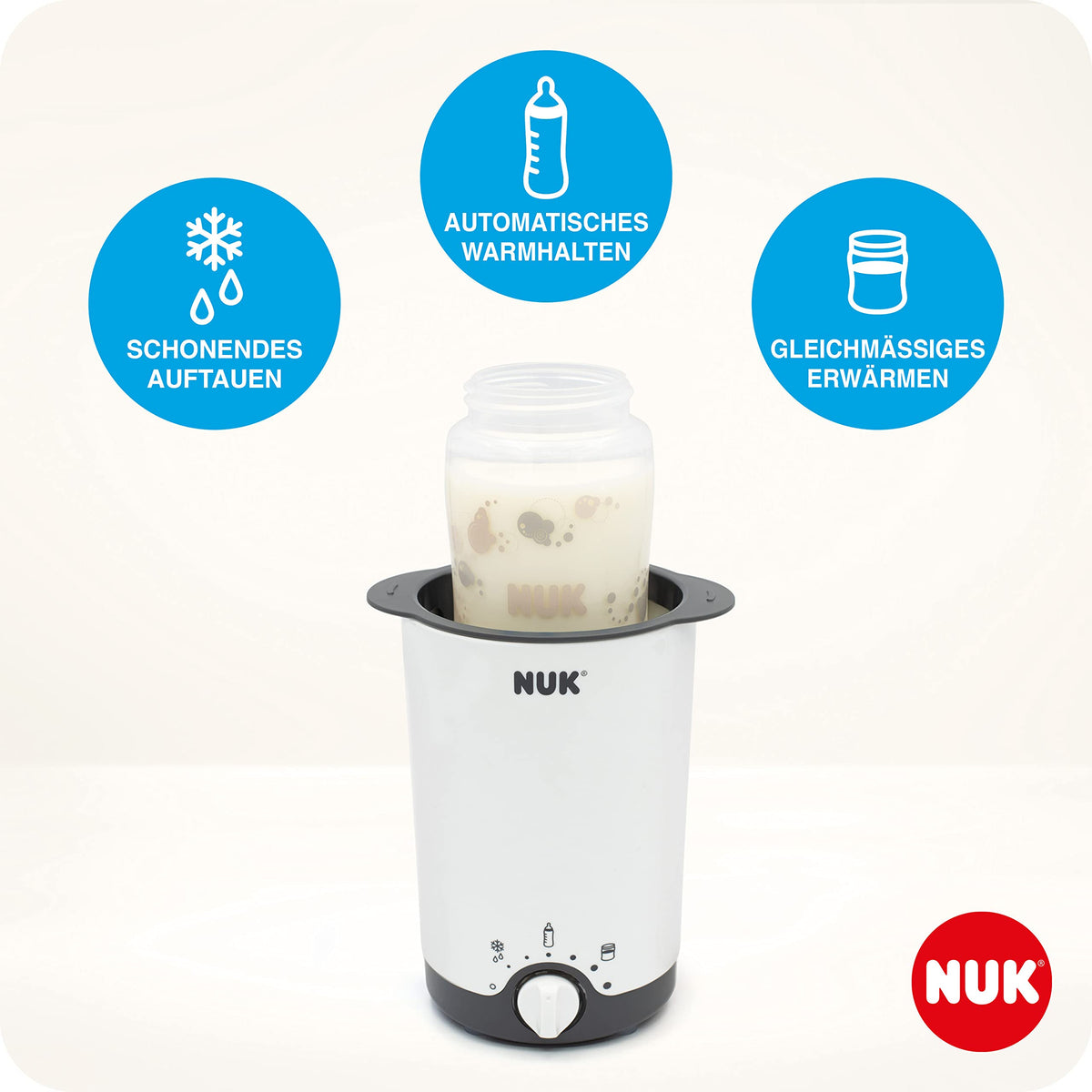 NUK Thermo 3in1 -pullonlämmitin, valkoinen, EU-pistoke
