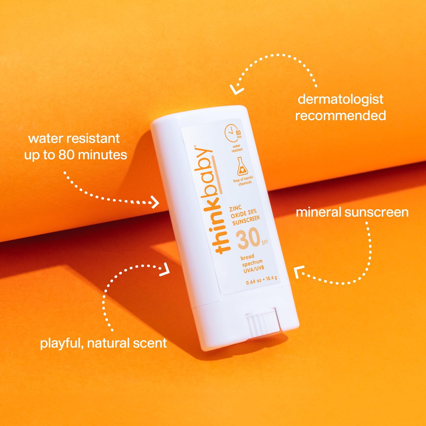 Thinkbaby mineraalne päikesekaitsepulk SPF 30, 18 g, valge/oranž