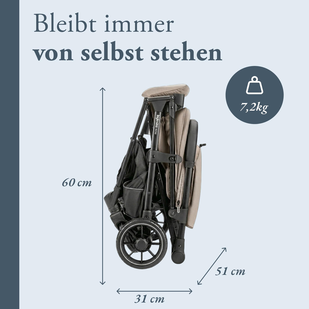 Inglesina NOW kompaktit rattaat Shot Beige, 7,2 kg, syntymästä 22 kg asti