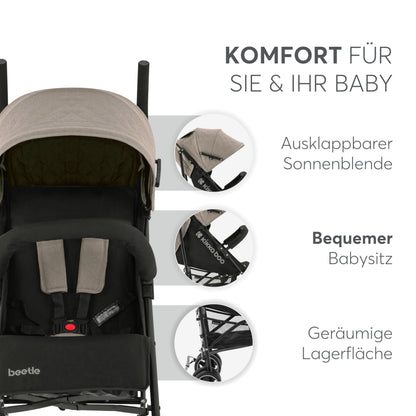 KikkaBoo BEETLE kergkäru, kokkupandav ja kompaktne, kuni 22 kg, beež
