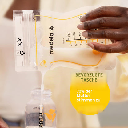 Medela Easy Pour rintamaidon säilytyspussit 210 ml, 50 kpl, valkoinen