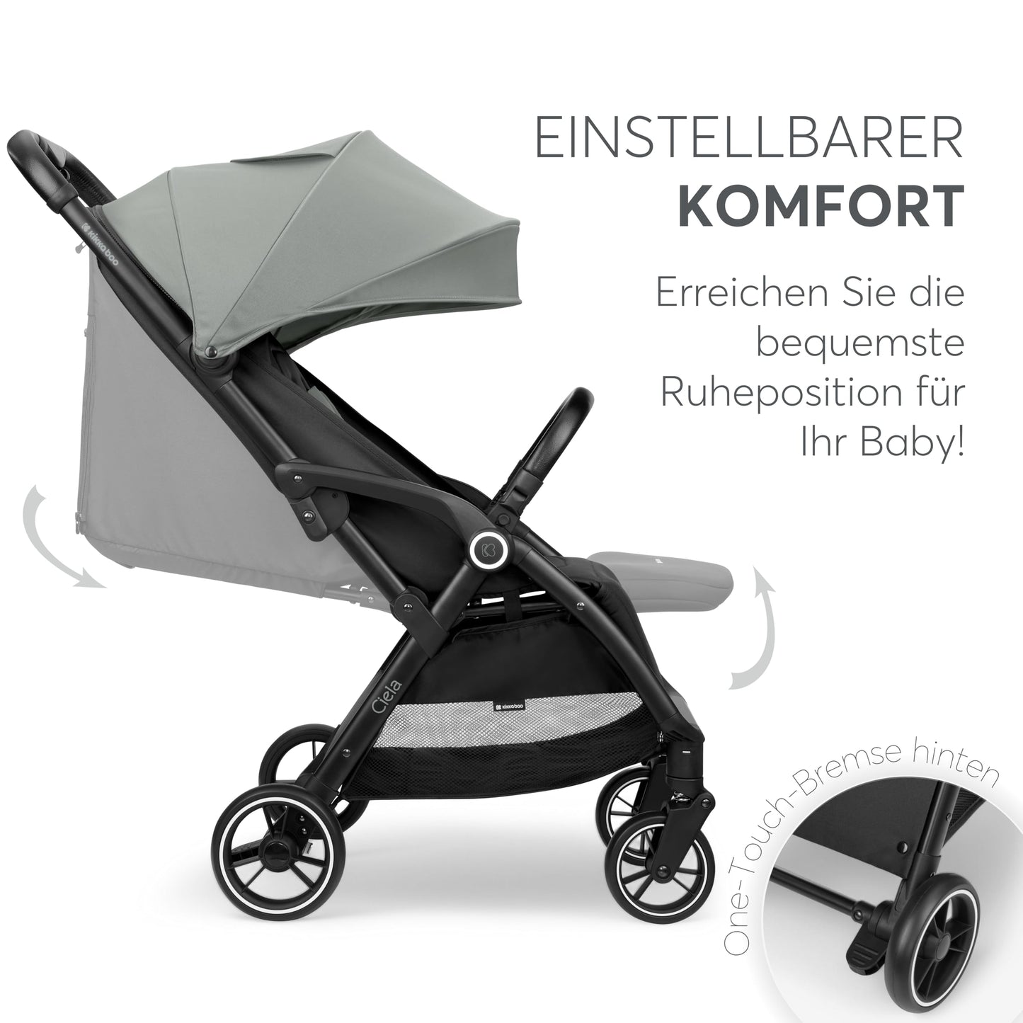 Kikka Boo CIELA reisikäru, hall, kuni 22 kg, 7,1 kg, ühe käega kokkupandav