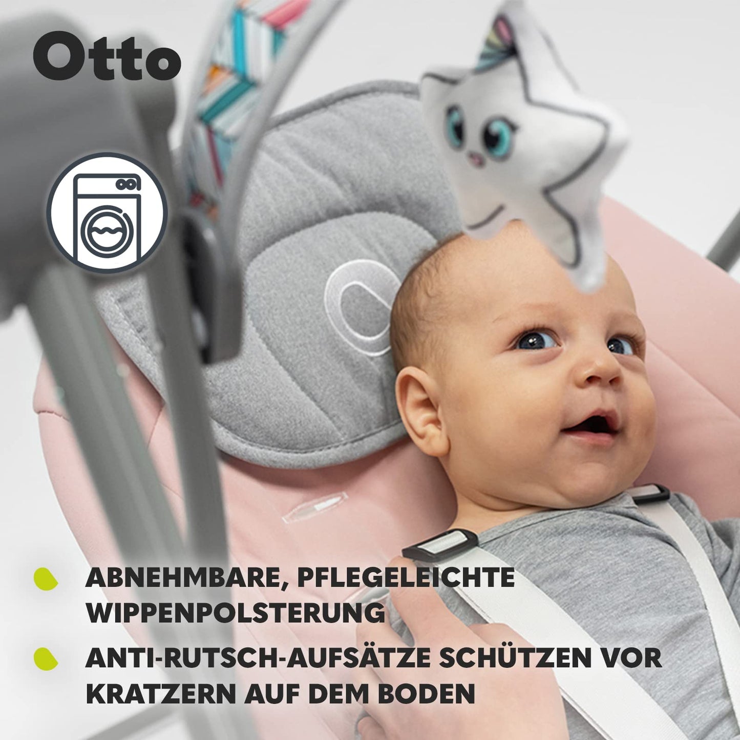 Lionelo Otto elektriline beebikiik vastsündinule, loodushääled, 5 kiirust – roosa/hall